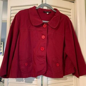 Cropped Red Jacket with 3/4 Sleeves